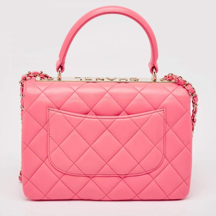 Pre Owned Chanel Pink Quilted Leather Small Trendy CC Top Handle Bag