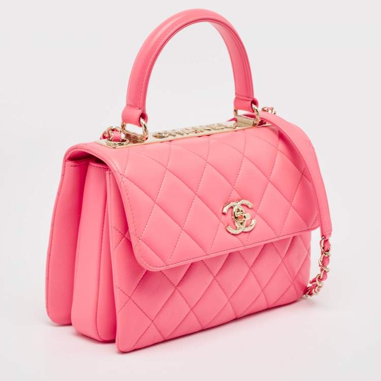 Pre Owned Chanel Pink Quilted Leather Small Trendy CC Top Handle Bag