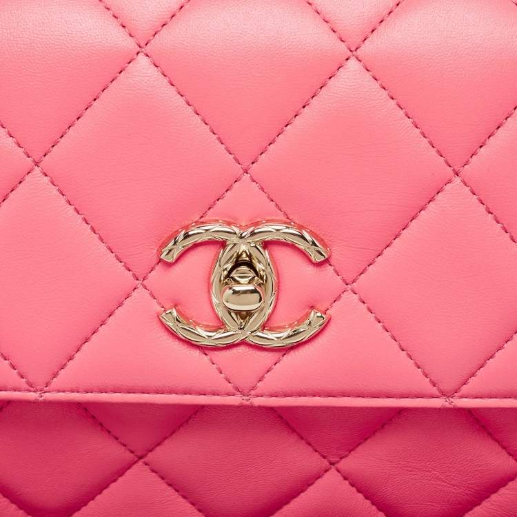 Pre Owned Chanel Pink Quilted Leather Small Trendy CC Top Handle Bag