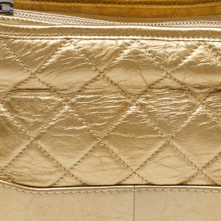 Pre Owned Chanel Gold Quilted Aged Leather Small Gabrielle Hobo