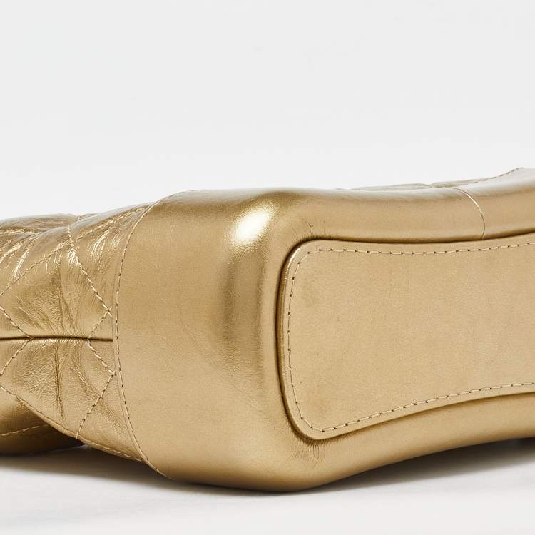 Pre Owned Chanel Gold Quilted Aged Leather Small Gabrielle Hobo