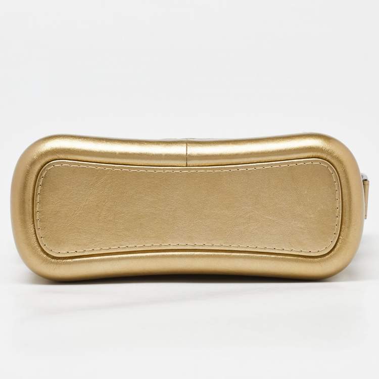 Pre Owned Chanel Gold Quilted Aged Leather Small Gabrielle Hobo