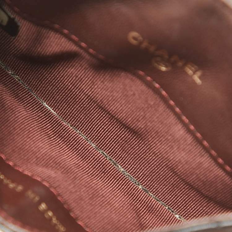 مملوكة مسبقًا Chanel Black/Burgundy Quilted Leather CC Curved Card Holder 