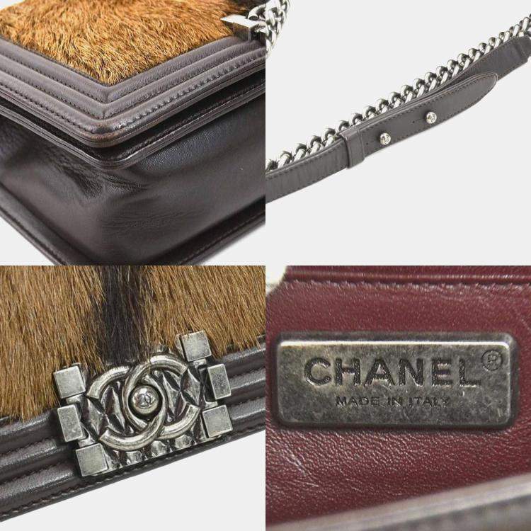 Pre Owned Chanel Brown Leather and Goat Hair Celtic Boy Bag