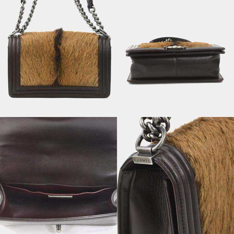 Pre Owned Chanel Brown Leather and Goat Hair Celtic Boy Bag