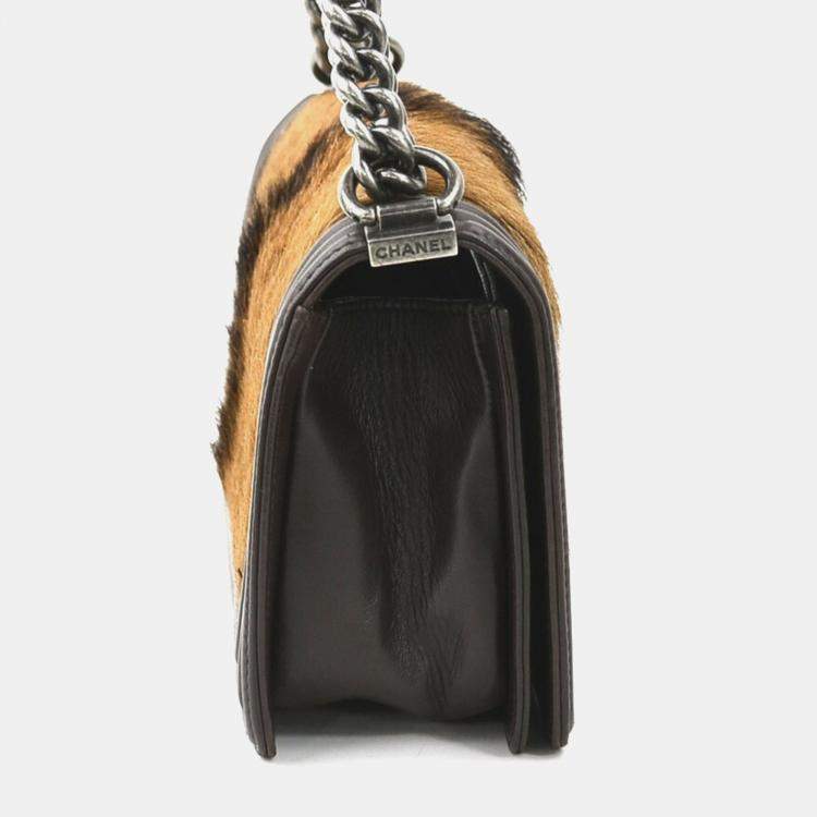 Pre Owned Chanel Brown Leather and Goat Hair Celtic Boy Bag