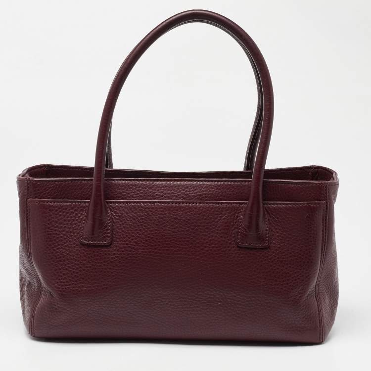 Pre Owned Chanel Red Leather Small Cerf Shopper Tote