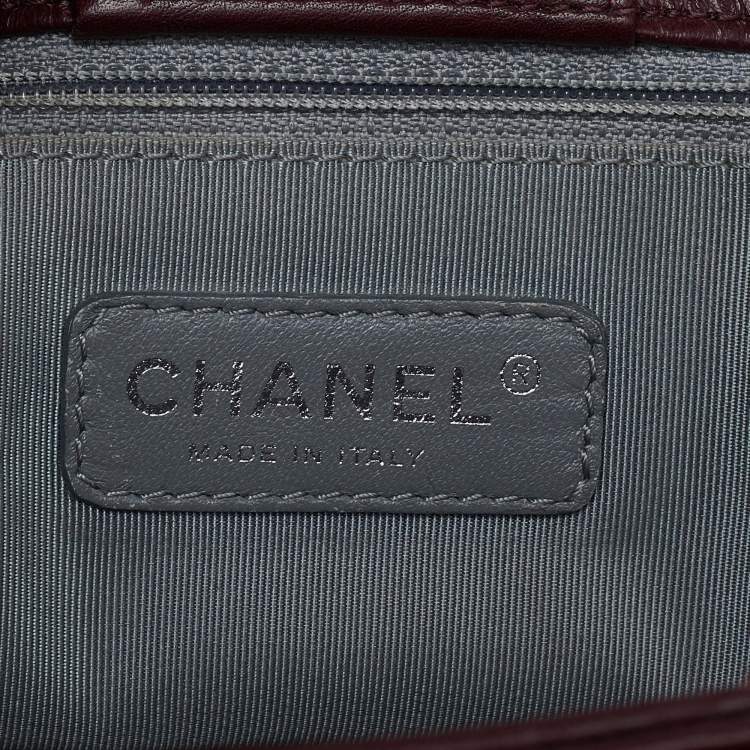 Pre Owned Chanel Red Leather Small Cerf Shopper Tote