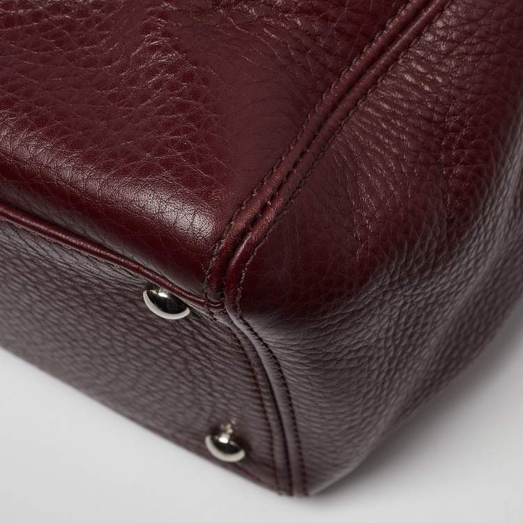 Pre Owned Chanel Red Leather Small Cerf Shopper Tote