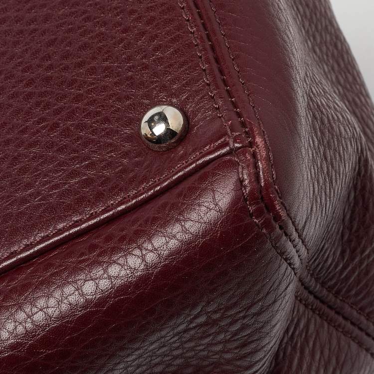Pre Owned Chanel Red Leather Small Cerf Shopper Tote
