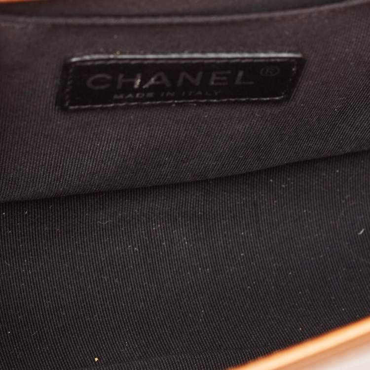 Pre Owned Chanel Bronze Quilted Patent Leather Medium Boy Flap Bag