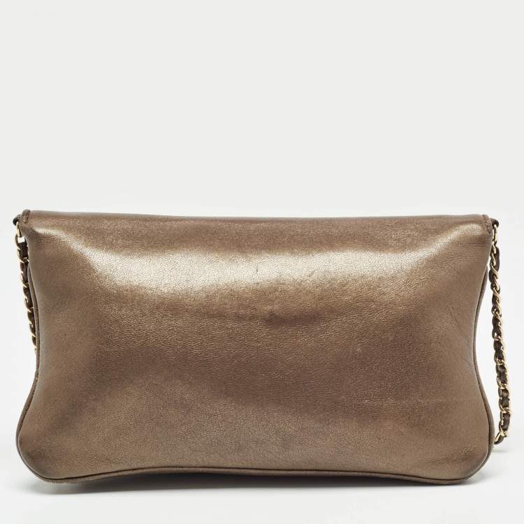 Pre Owned Chanel Olive Green Quilted Leather Reissue Lock Chain Clutch