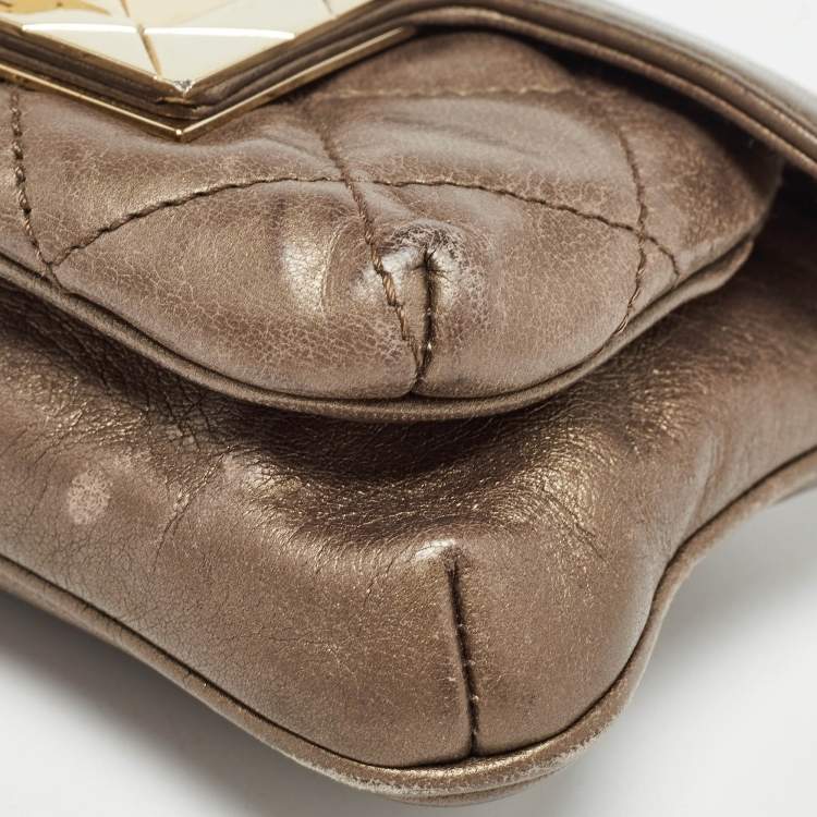 Pre Owned Chanel Olive Green Quilted Leather Reissue Lock Chain Clutch