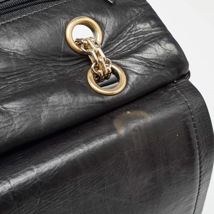 Pre Owned Chanel Black Quilted Aged Leather 227 Reissue 2.55 Flap Bag