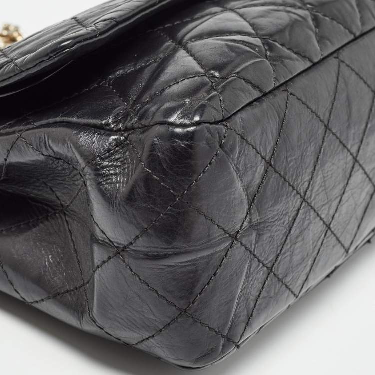 Pre Owned Chanel Black Quilted Aged Leather 227 Reissue 2.55 Flap Bag