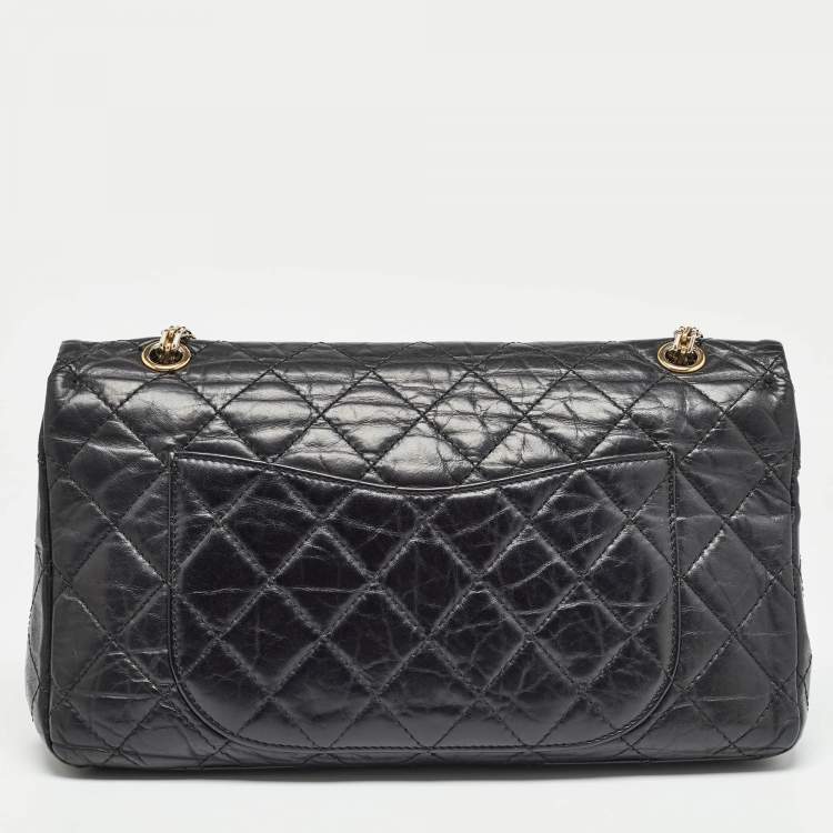 Pre Owned Chanel Black Quilted Aged Leather 227 Reissue 2.55 Flap Bag