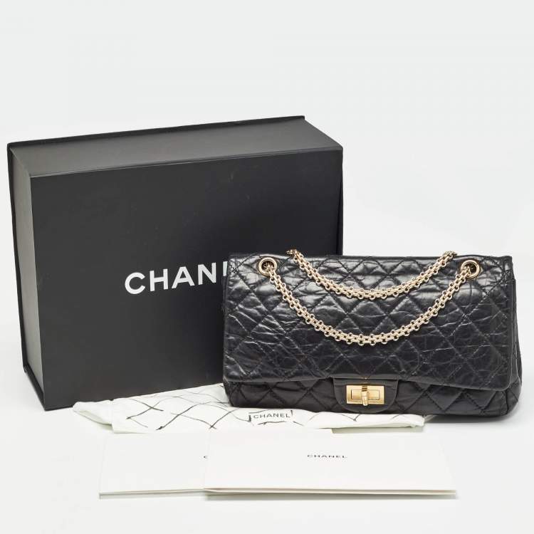Pre Owned Chanel Black Quilted Aged Leather 227 Reissue 2.55 Flap Bag