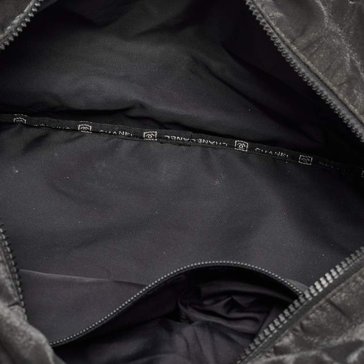 Pre Owned Chanel Black Cube Quilted Nylon Sports Ligne Messenger Bag