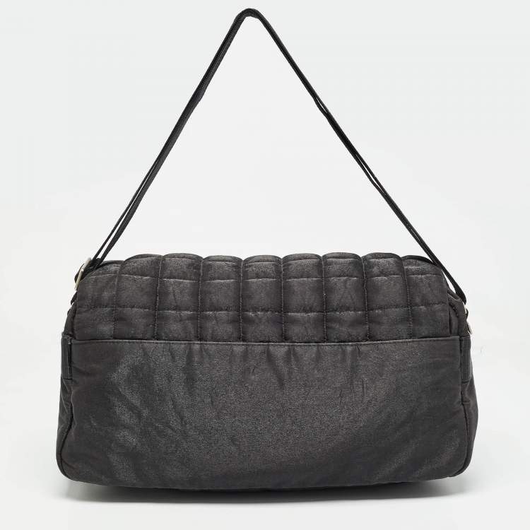 Pre Owned Chanel Black Cube Quilted Nylon Sports Ligne Messenger Bag