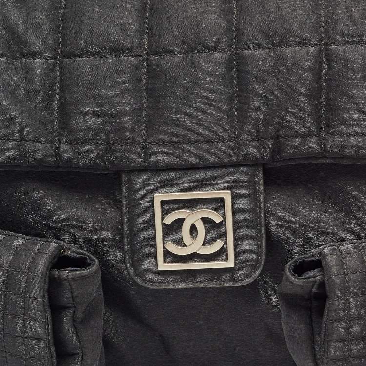 Pre Owned Chanel Black Cube Quilted Nylon Sports Ligne Messenger Bag