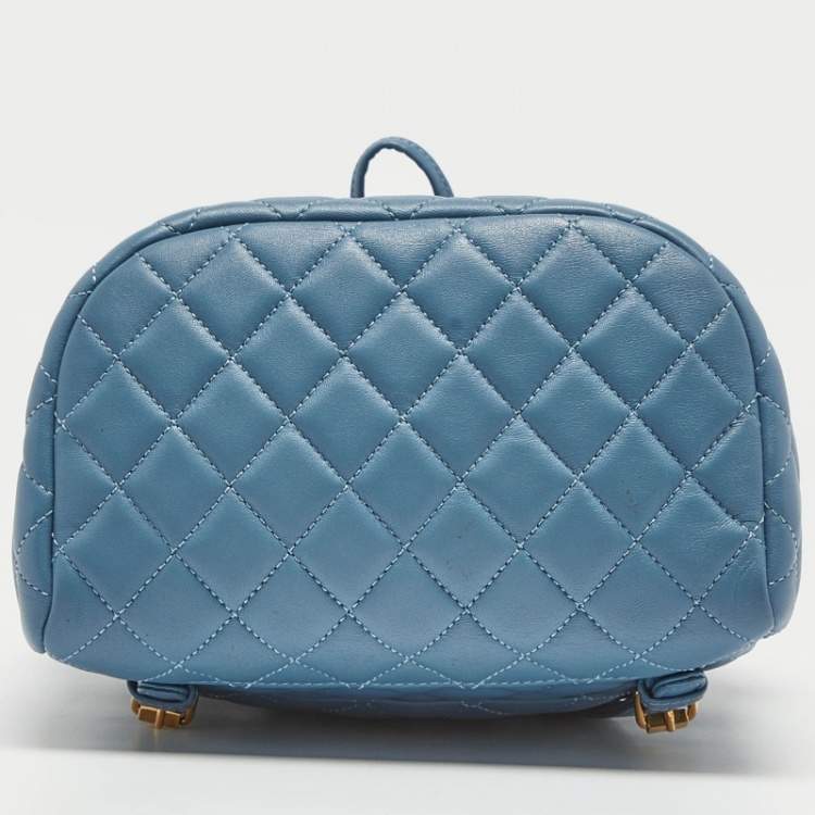 Pre Owned Chanel Light Blue Quilted Leather Small Urban Spirit Backpack