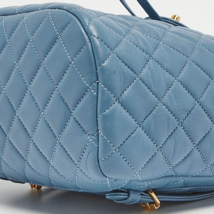 Pre Owned Chanel Light Blue Quilted Leather Small Urban Spirit Backpack
