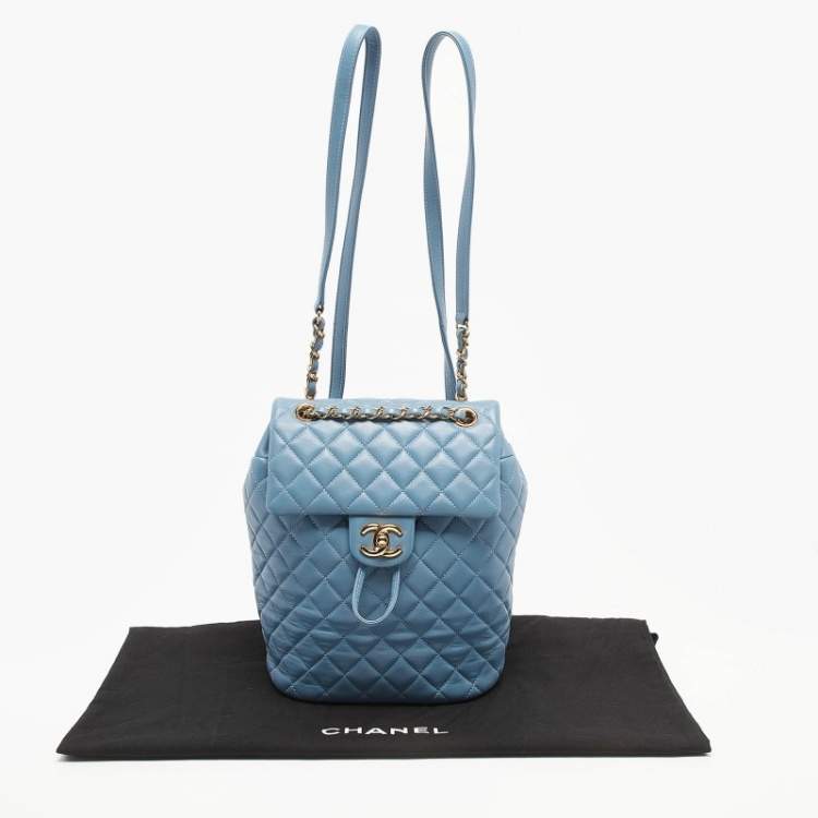 Pre Owned Chanel Light Blue Quilted Leather Small Urban Spirit Backpack
