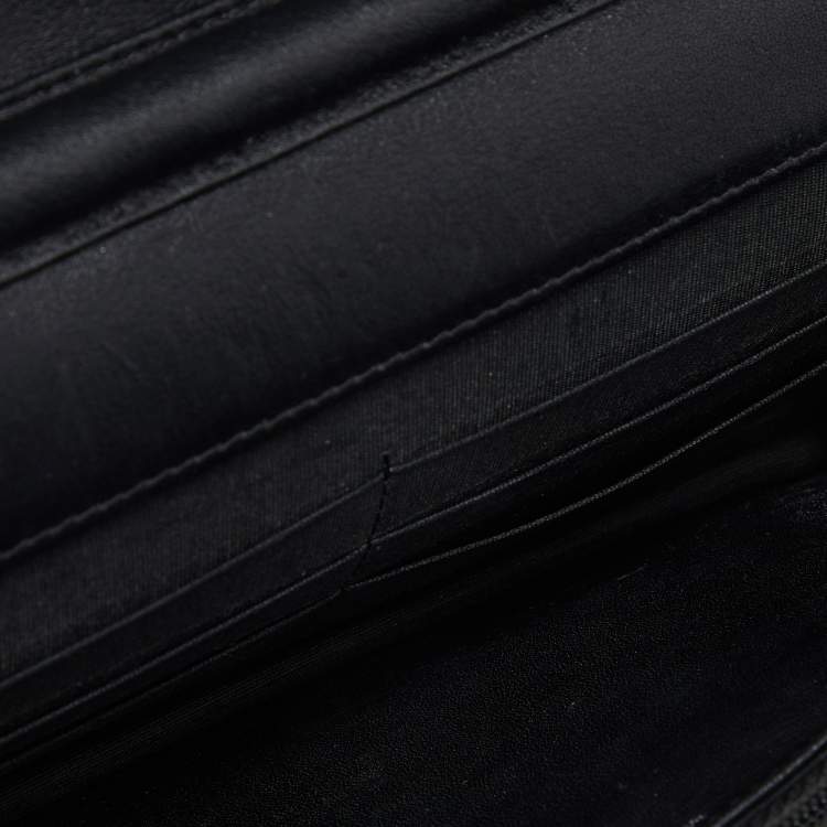 Pre Owned Chanel Black Quilted Caviar Leather Classic Wallet On Chain