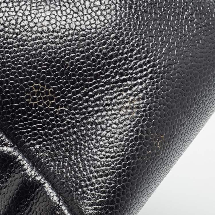 Pre Owned Chanel Black Quilted Caviar Leather Grand Shopping Tote