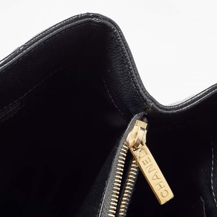 Pre Owned Chanel Black Quilted Caviar Leather Grand Shopping Tote