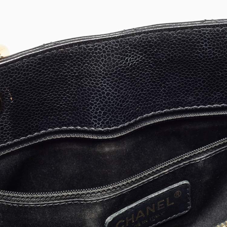 Pre Owned Chanel Black Quilted Caviar Leather Grand Shopping Tote