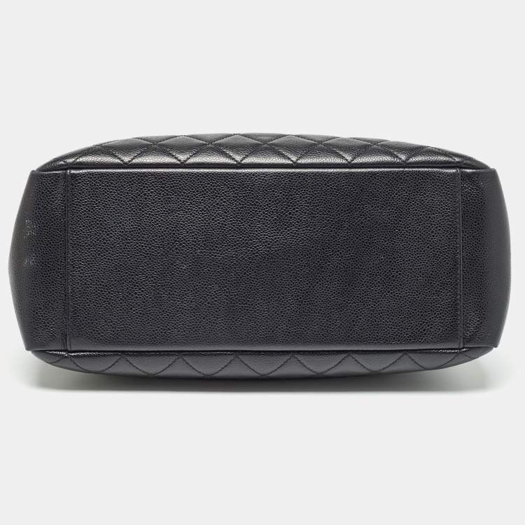 Pre Owned Chanel Black Quilted Caviar Leather Grand Shopping Tote