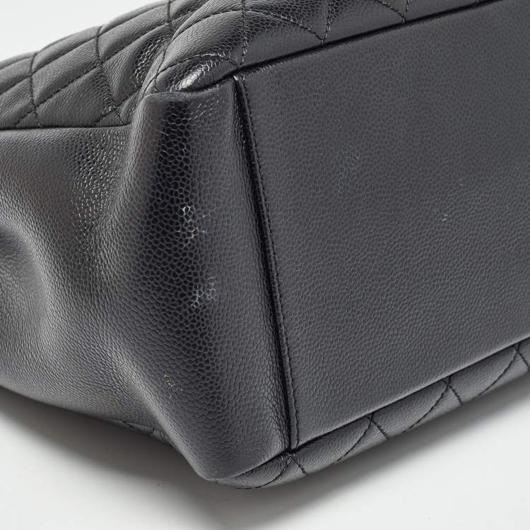 Pre Owned Chanel Black Quilted Caviar Leather Grand Shopping Tote