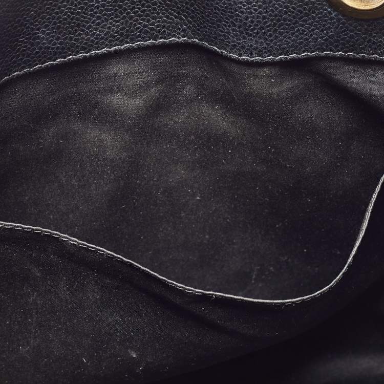 Pre Owned Chanel Black Quilted Caviar Leather Grand Shopping Tote
