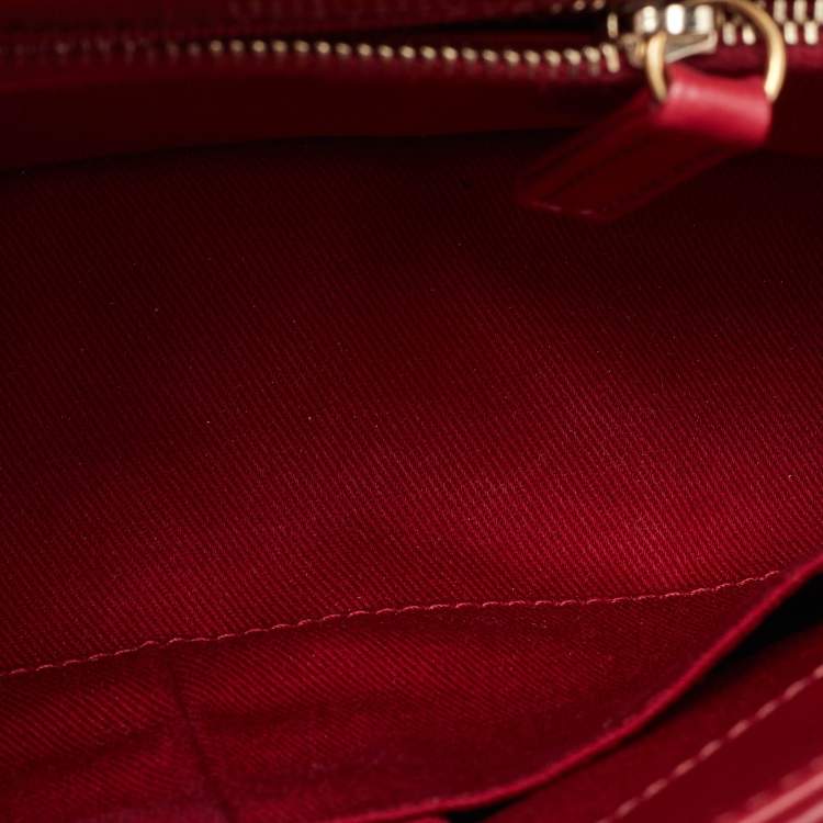 Pre Owned Chanel Red Chevron Quilted Leather Small Coco Top Handle Bag