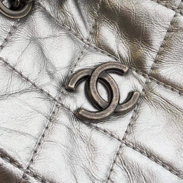 Pre Owned Chanel Silver Leather Gabrielle Backpacks