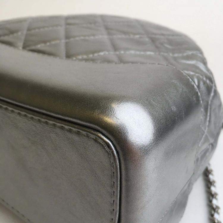 Pre Owned Chanel Silver Leather Gabrielle Backpacks