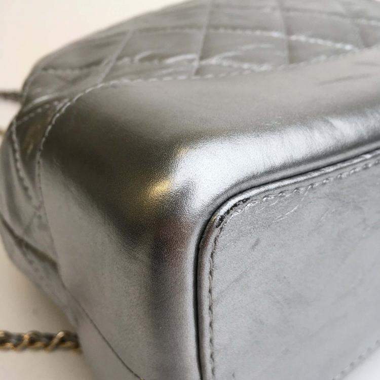 Pre Owned Chanel Silver Leather Gabrielle Backpacks