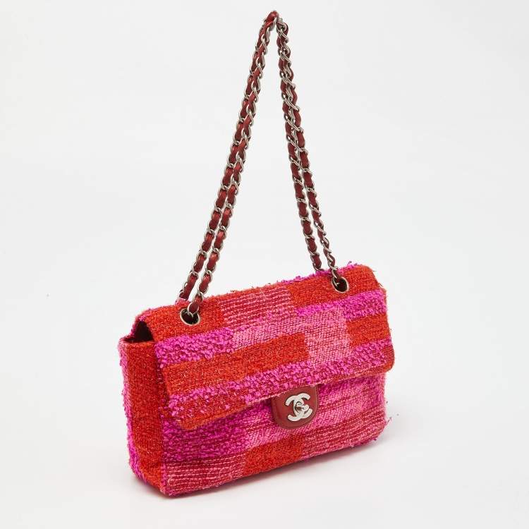 Pre Owned Chanel Multicolor Tweed Medium Classic Single Flap Bag