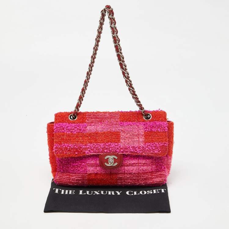Pre Owned Chanel Multicolor Tweed Medium Classic Single Flap Bag