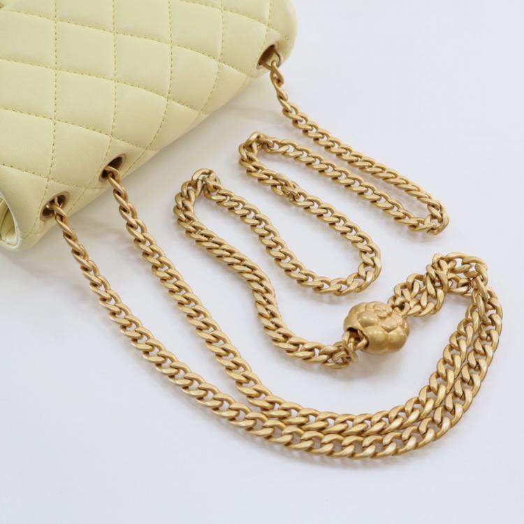 Pre Owned Chanel Quilted Lambskin Mini Sweet Camellia Adjustable Chain Square Flap Bag 