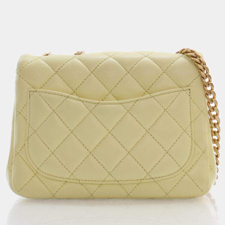 Pre Owned Chanel Quilted Lambskin Mini Sweet Camellia Adjustable Chain Square Flap Bag 