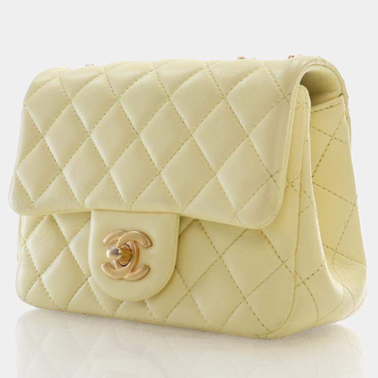 Pre Owned Chanel Quilted Lambskin Mini Sweet Camellia Adjustable Chain Square Flap Bag 