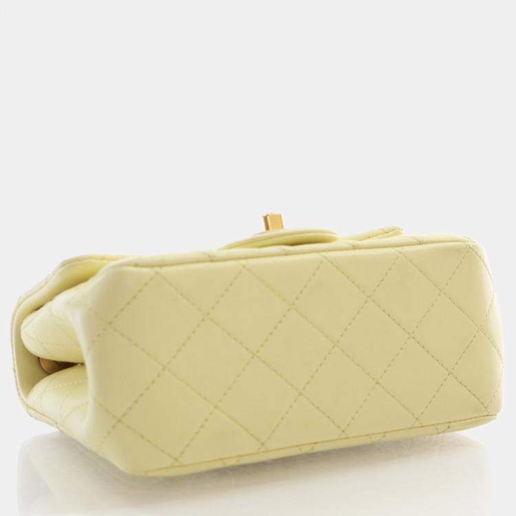 Pre Owned Chanel Quilted Lambskin Mini Sweet Camellia Adjustable Chain Square Flap Bag 