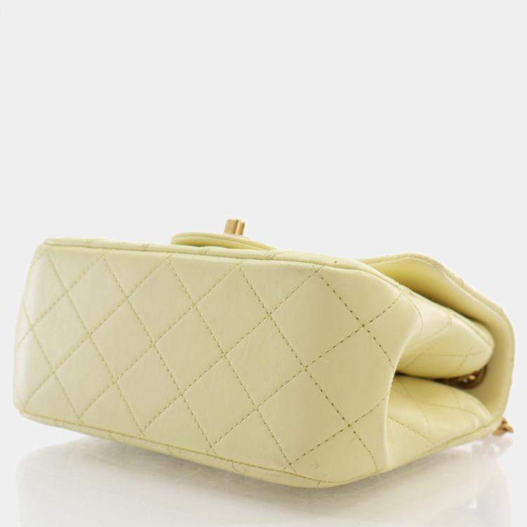 Pre Owned Chanel Quilted Lambskin Mini Sweet Camellia Adjustable Chain Square Flap Bag 