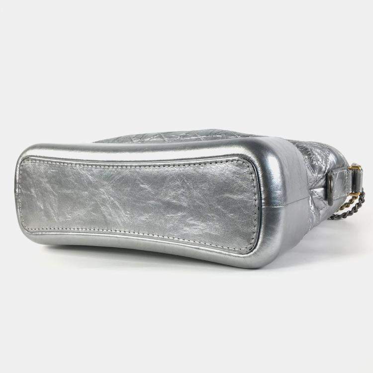 Pre Owned Chanel Silver Leather Medium Gabrielle Shoulder Bags
