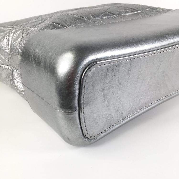 Pre Owned Chanel Silver Leather Medium Gabrielle Shoulder Bags