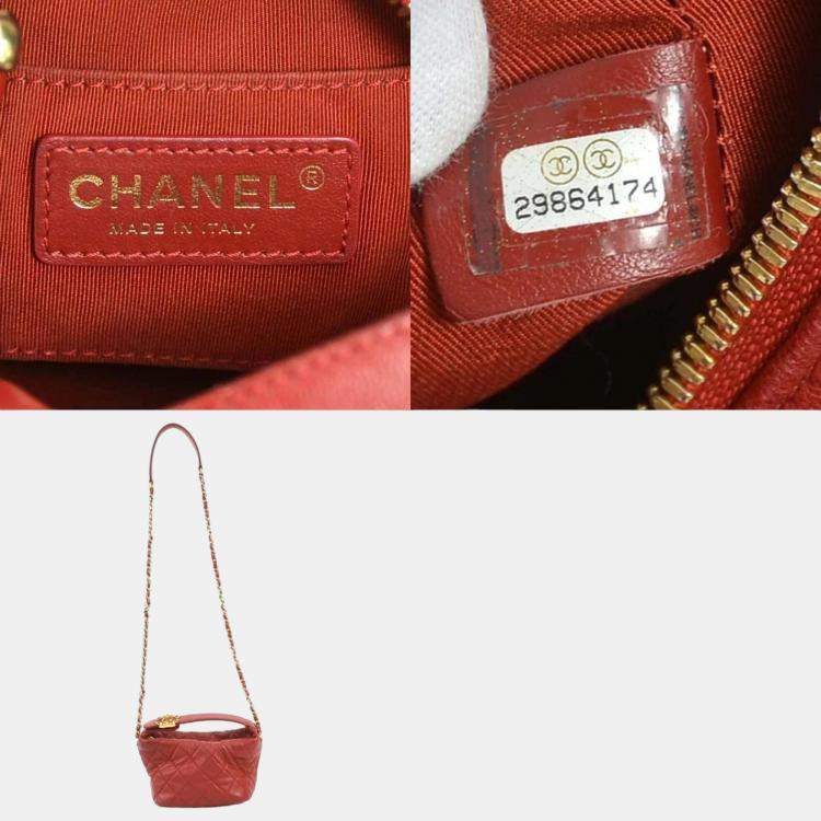 Pre Owned Chanel Red Leather CC Hobo Bag
