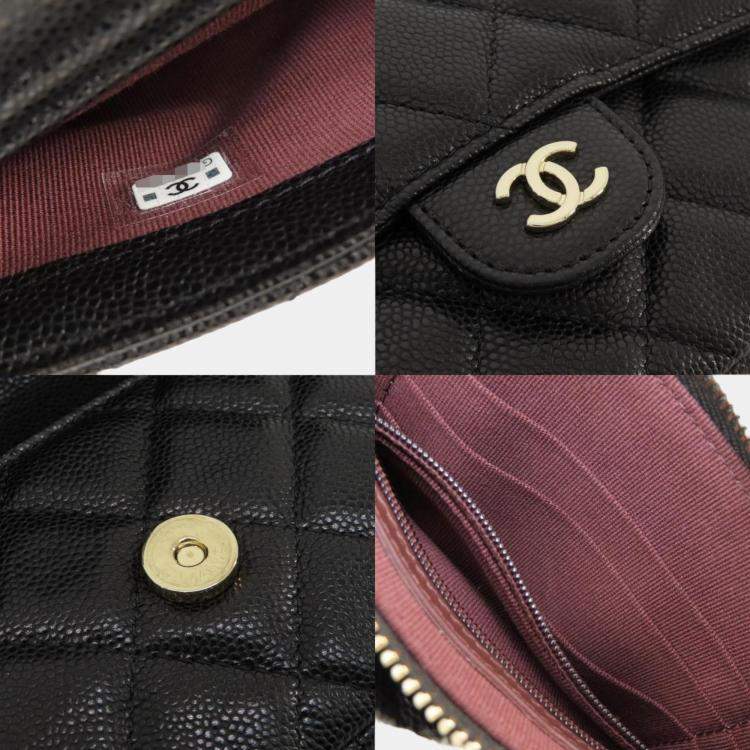 Pre Owned Chanel Black Caviar Leather Chain Shoulder Bag 