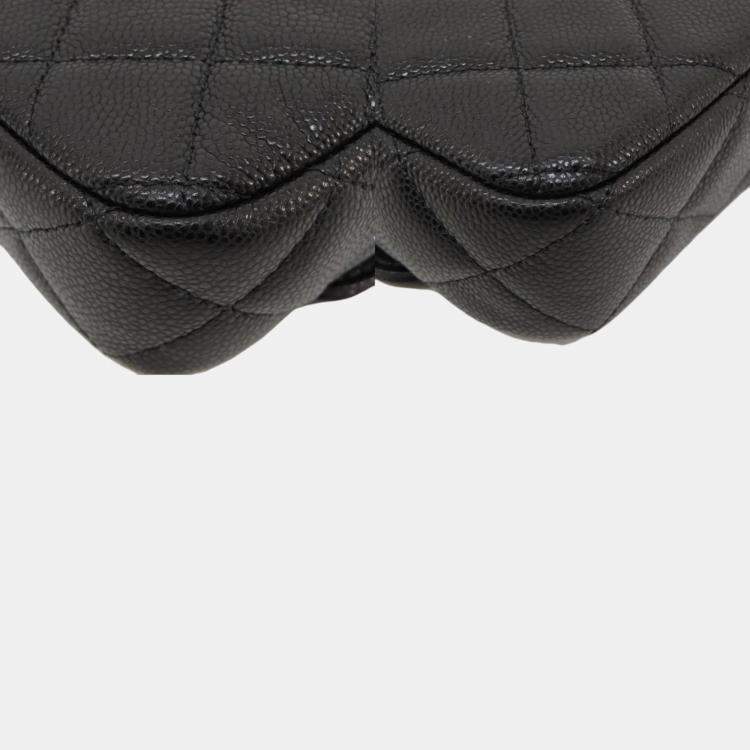 Pre Owned Chanel Black Caviar Leather Chain Shoulder Bag 